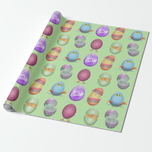 Papier Cadeau Joyeux poussins de Pâques