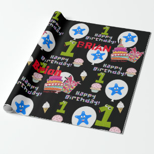 Papier Cadeau Joyeux Premier Anniversaire Ballons Papier Envelop