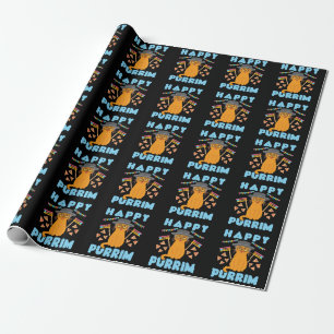 Papier Cadeau Joyeux Purrim Purim Chat Fête juive