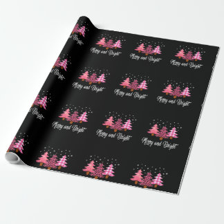 Papier Cadeau Joyeux pyjamas de Noël brillants famille Leopard