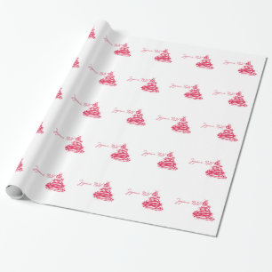 Papier Cadeau Joyeux rouge Noël avec l'arbre de Noël