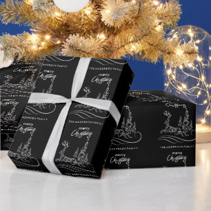 Papier Cadeau Joyeux sapin de Noël et renne