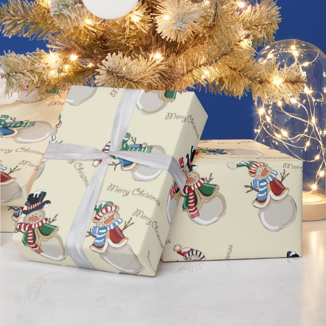 Papier Cadeau Joyeux Snowmen de Noël (Vacances)