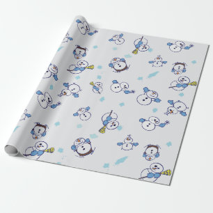 Papier Cadeau Joyeux Snowmen Jouer dans la neige