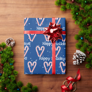 Papier Cadeau Joyeux Sucre de canne de vacances avec Snowflakes