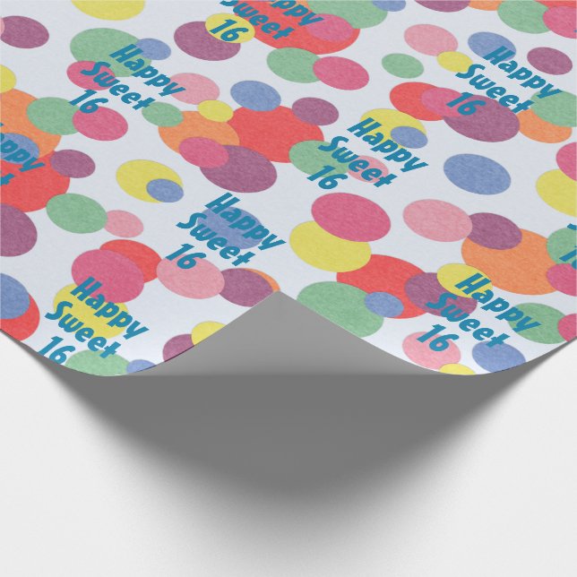 Papier Cadeau Joyeux Sweet 16 Anniversaire papier (Coin)