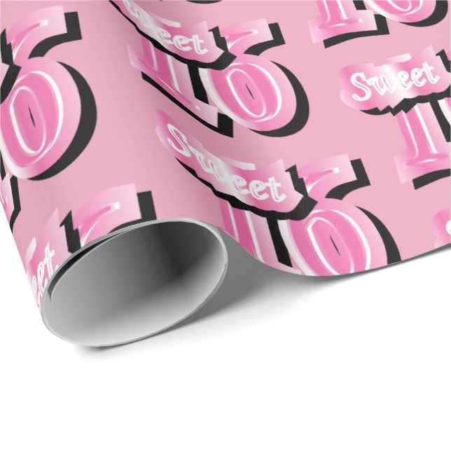 Papier Cadeau Joyeux Sweet sixteen d'anniversaire (Coin rond)