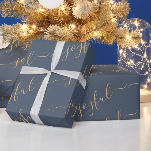 Papier Cadeau Joyeux texte de défilement sur le bleu foncé Noël (Vacances)