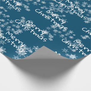 Papier Cadeau Joyeux texte de Noël dans les flocons de neige env