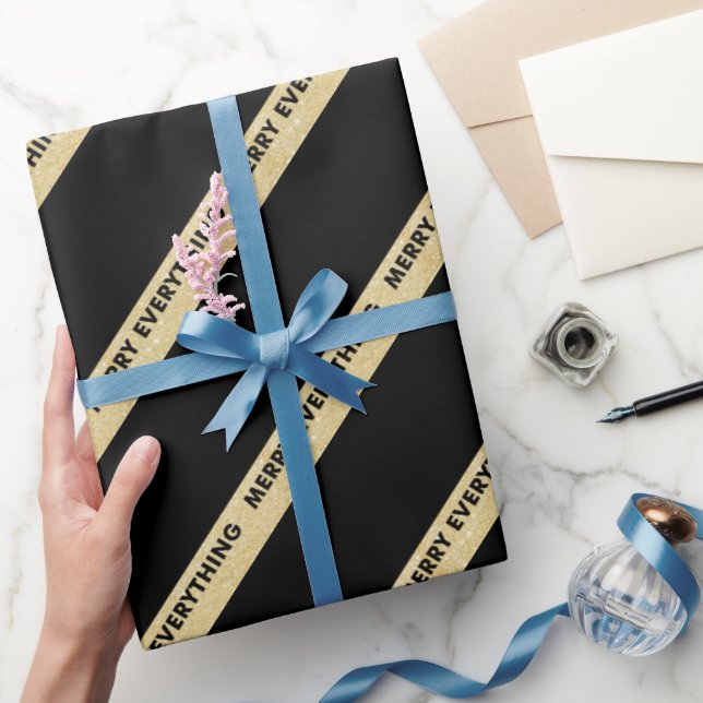 Papier Cadeau Joyeux Tout Faux Gold Parties scintillant Stripes  (Cadeaux)