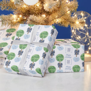 Papier Cadeau Joyeux vacances Logo Preppy Boxwood Noël