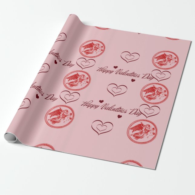 Papier Cadeau Joyeux Valentines Jour Cupid papier d'enveloppemen (Déroulé)