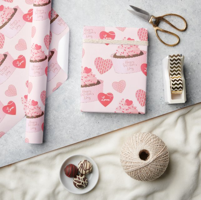 Papier Cadeau Joyeux Valentines Jour Glace Coeurs de crème (Artisanat)