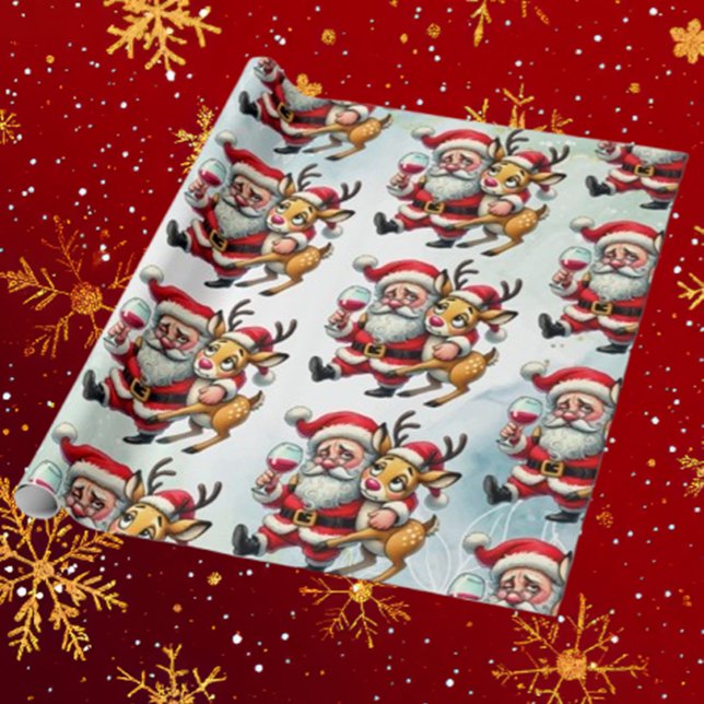 Papier Cadeau Joyeux voeux de Noël Père Noël (Spread joy this holiday season with Brett Designs' Merry Christmas Greetings Santa Wrapping Paper.)