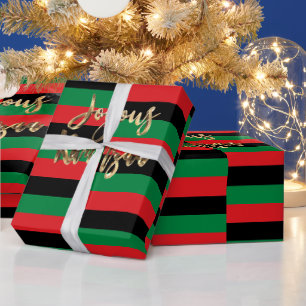 Papier Cadeau Joyous Kwanzaa RBG UNIA Drapeau afro-américain Wra