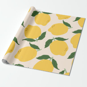 Papier Cadeau Juicy yellow Lemons, green leaves. Fresh tasty fru