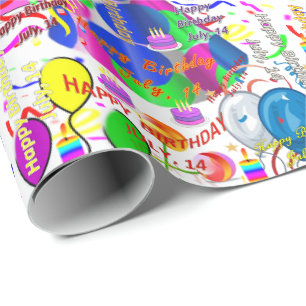 Papier Cadeau Juillet, 14 Anniversaire Cadeau Papier