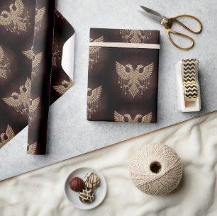 Papier Cadeau Jumeau Doré Corbeau Mythologie Nordique Noir