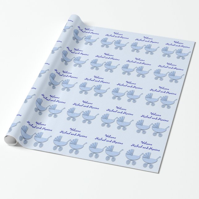 Papier Cadeau jumeaux pois poussettes (Déroulé)