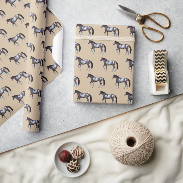 Papier Cadeau Jument Appaloosa | Cheval western | En cours (Artisanat)