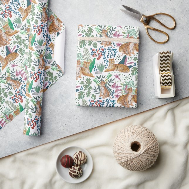 Papier Cadeau Jungle Safari Faune Nature Wild Cats Tigers (Artisanat)