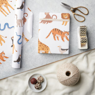 Papier Cadeau Jungle Safari tropical Animaux sauvages