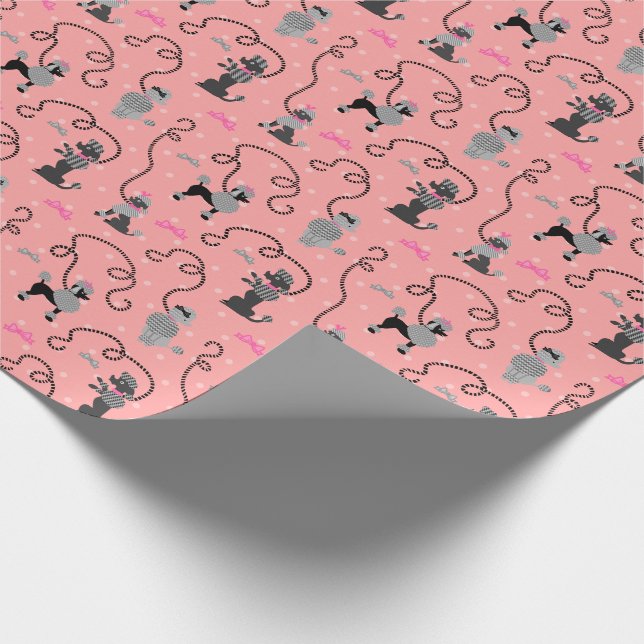 Papier Cadeau Jupe de caniche rétro rose et Motif les années 50  (Coin)