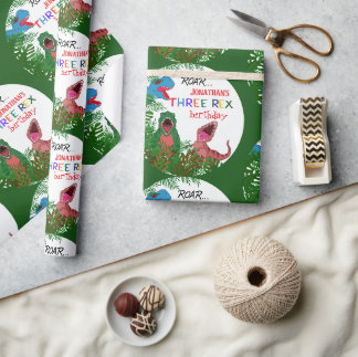 Papier Cadeau Jurrasic World Trois Rex 3ème Anniversaire Enfant
