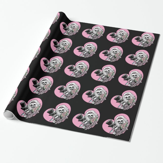 Papier Cadeau Juste crânes mariés (Déroulé)