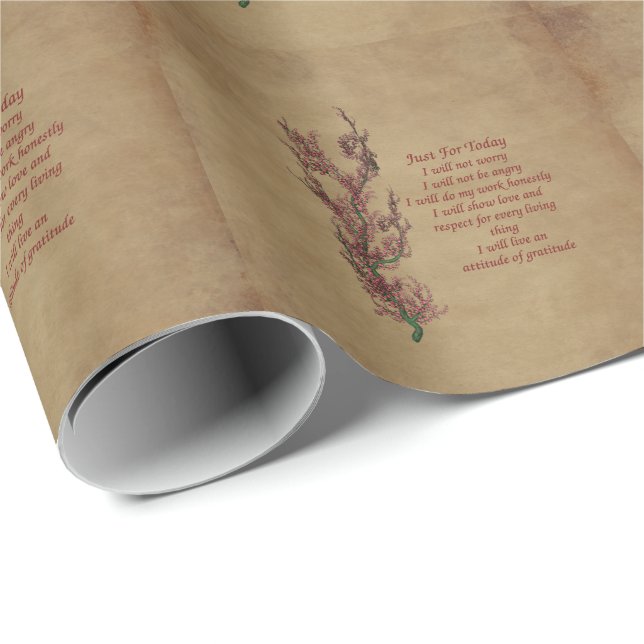 Papier Cadeau Juste Pour Aujourd'Hui Fleurs Inspirationnel (Coin rond)