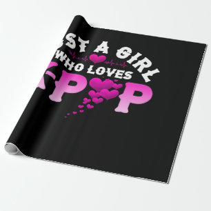 Papier Cadeau Juste une fille qui aime K-Pop Doigt Coeur KPop