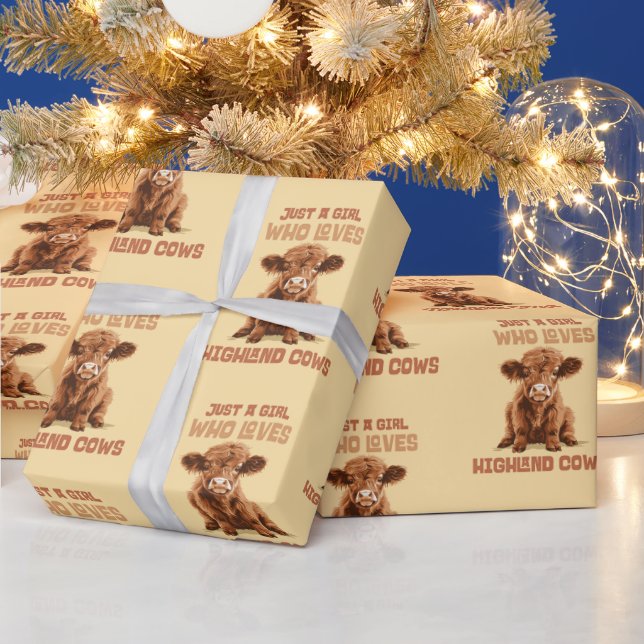 Papier Cadeau Juste une fille qui aime les vaches Highland (Vacances)