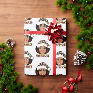 Papier Cadeau Juste une fille qui aime Noël Afro 
