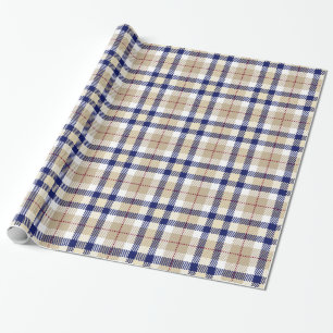 Papier Cadeau Kaki Bleu Marine Bourgogne Blanc XL Carreaux Tarta