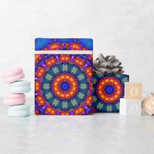 Papier Cadeau Kaléidoscope bleu lumineux 