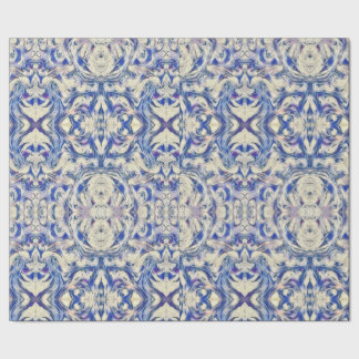 Papier Cadeau Kaleidoscope Delft Carrelage Motif en bleu et blan