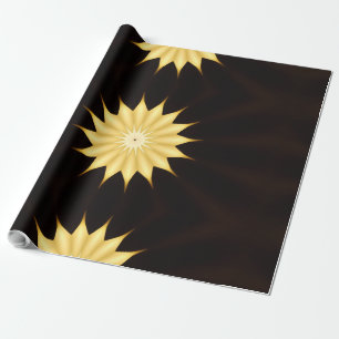 Papier Cadeau Kaleidoscope Design Bright Yellow Star