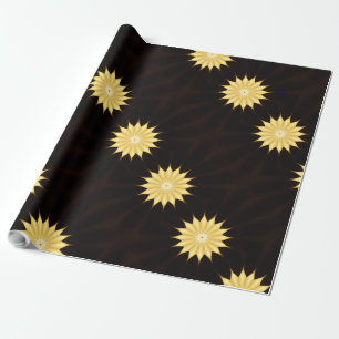 Papier Cadeau Kaleidoscope Design Bright Yellow Star