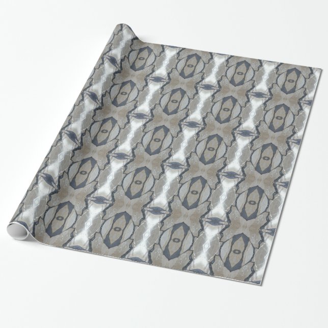 Papier Cadeau Kaleidoscope Design Motif clair et gris foncé (Déroulé)