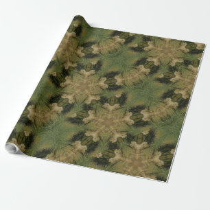 Papier Cadeau Kaleidoscope Design Star de Pampas Grass Green