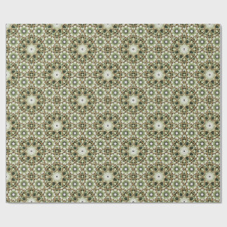 Papier Cadeau Kaleidoscope floral vert et blanc géométrique