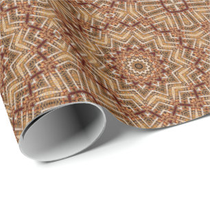 Papier Cadeau Kaléidoscope Marron Clair Étoile