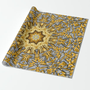Papier Cadeau Kaleidoscope Vintage en argent métallique précieux