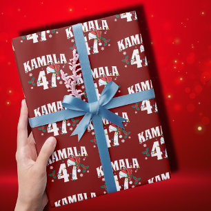 Papier Cadeau Kamala Harris 47 Président Joyeux Noël Père Noël