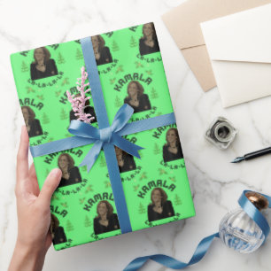 Papier Cadeau Kamala Harris Christmas Green