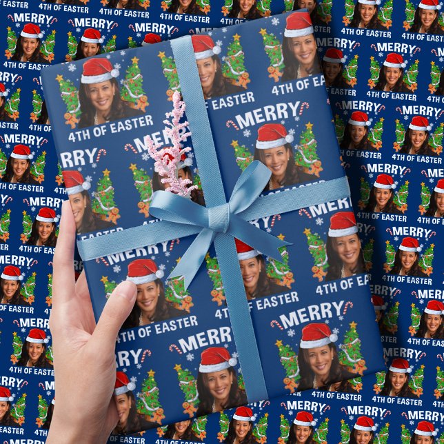 Papier Cadeau Kamala Harris Xsmas Santa Hat Joyeux 4° de Pâques (Créateur téléchargé)