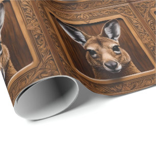 Papier Cadeau Kangaroo en bois 3D australien