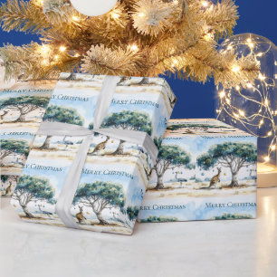 Papier Cadeau Kangaroo et Emu Christmas Gumtree Baubles