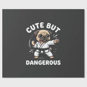 Papier Cadeau Karaté de chien pug mignon mais dangereux