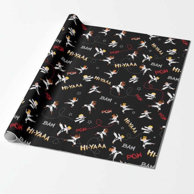 Papier Cadeau Karate Kids Taekwondo Enfants Cadeau de fête d'ann (Déroulé)